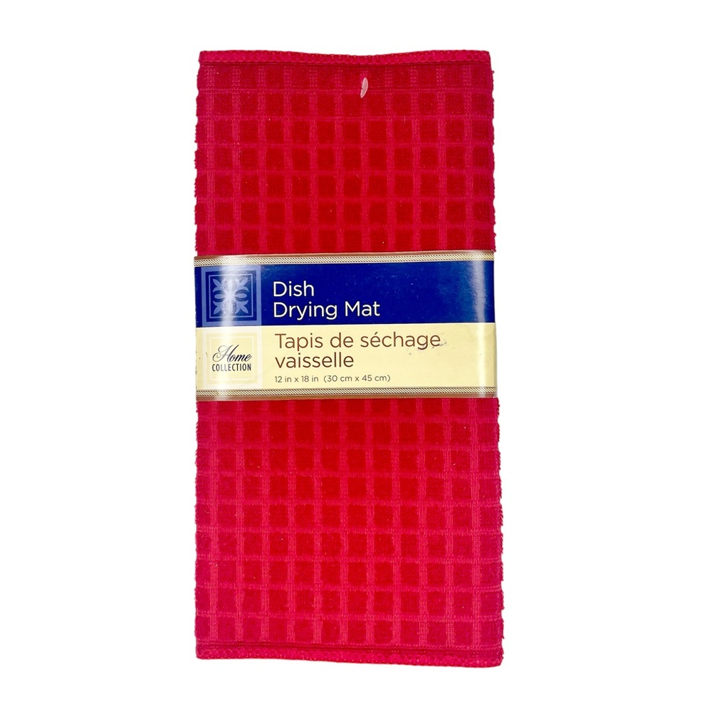 Home Collection Dish Drying Microfiber Mat  12’ X 18’ Red